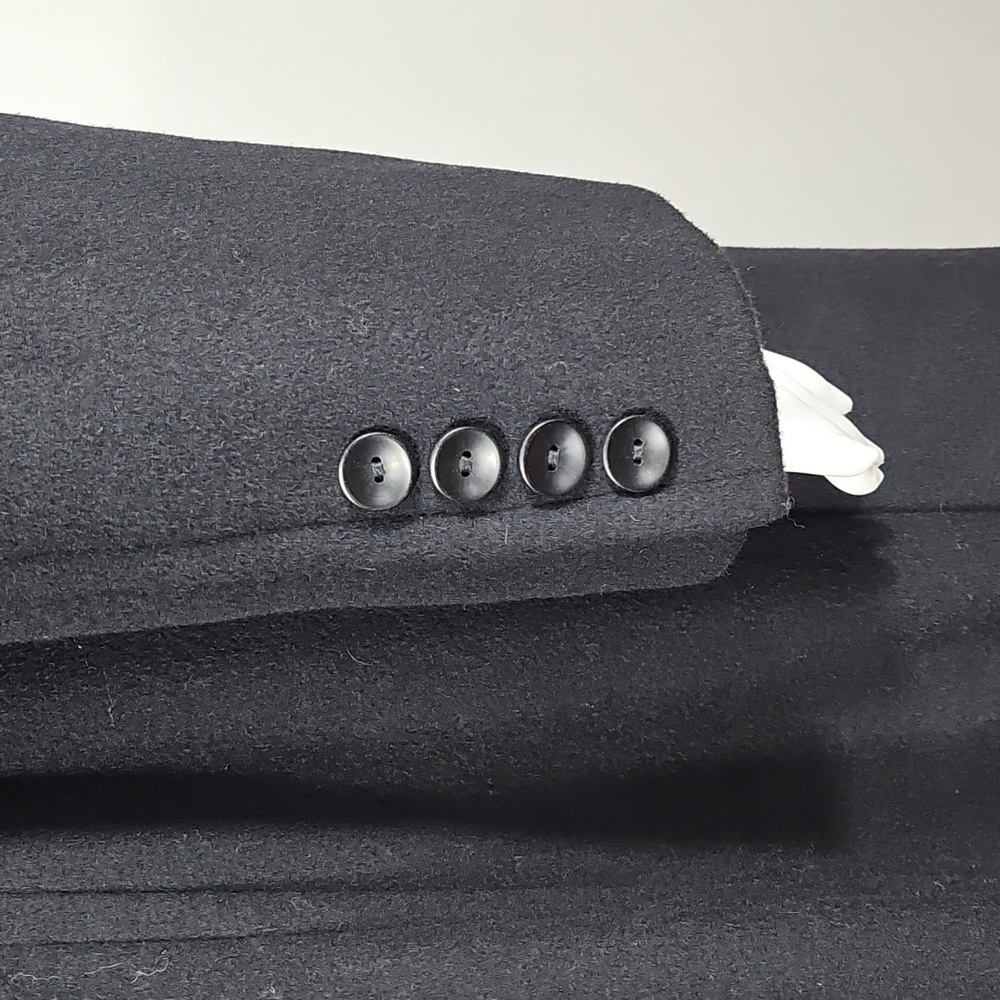 Preston & York Wool Cashmere Knee Length Black Coat w Genuine Fox Fur Collar - Picture 9 of 16